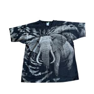 Vintage AOP Double Sided Elephant Nature Tee Shirt Mens Large